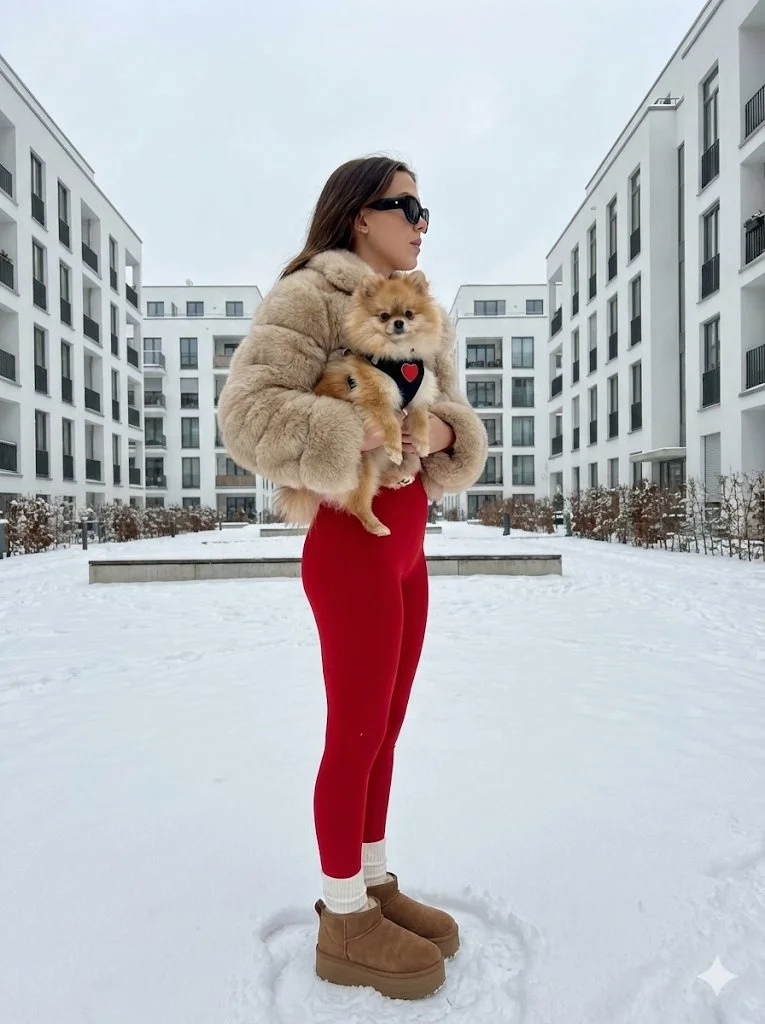 Chic Winter Vibes with Sadie Sink and Her Pomeranian