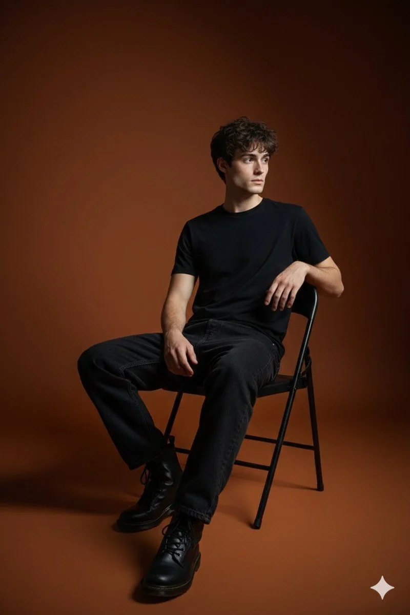 Chill Vibes: A Moody Portrait in Dark Orange