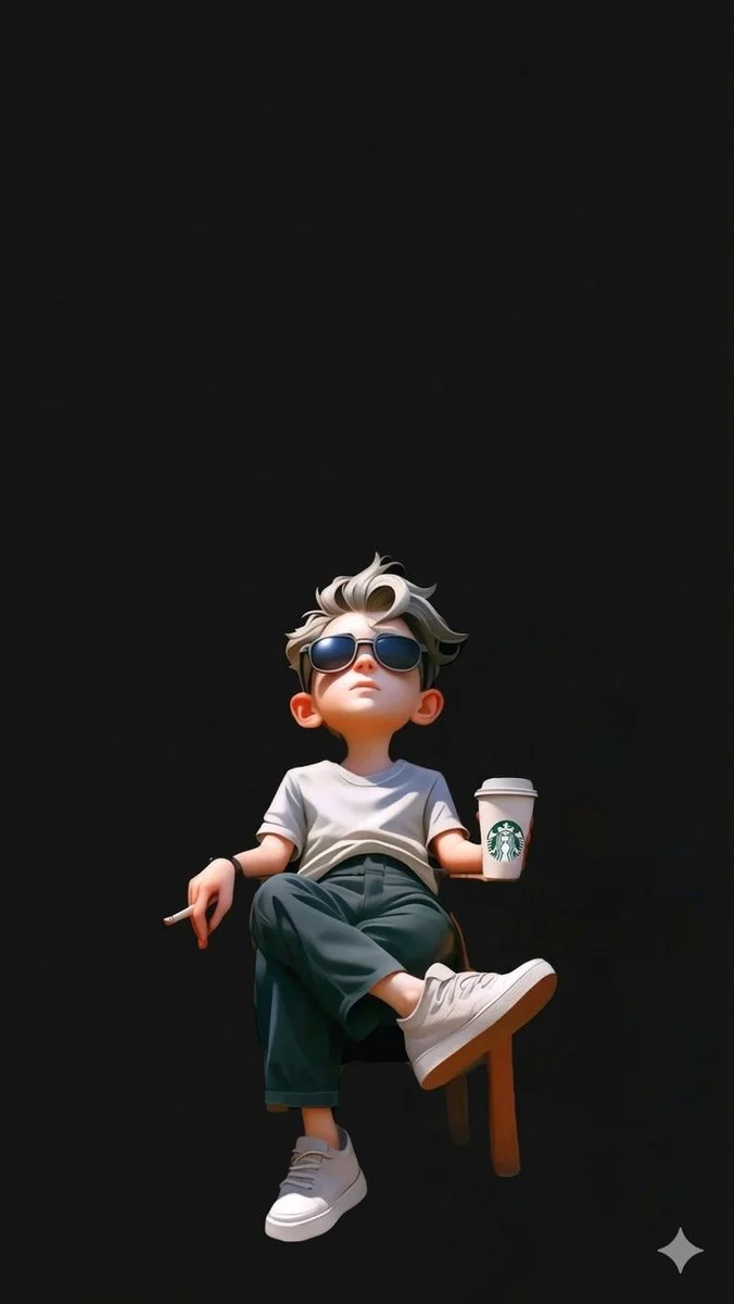 Chill Vibes: White-Haired Boy in Soft Spotlight