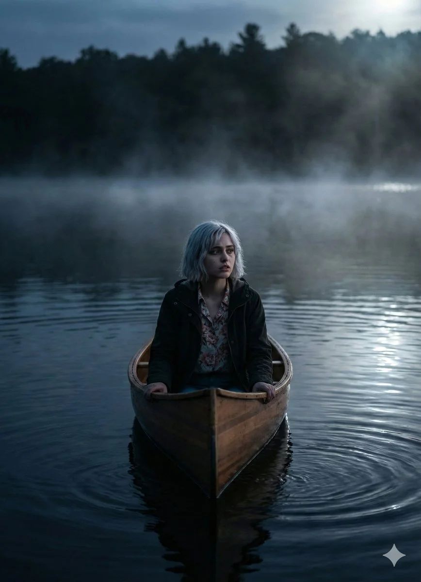 Chilling Solitude: A Moonlit Encounter on the Lake