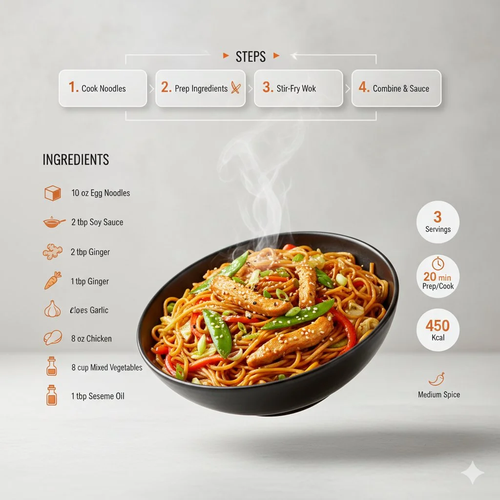 Chowmin Infographic: Culinary Art in Motion