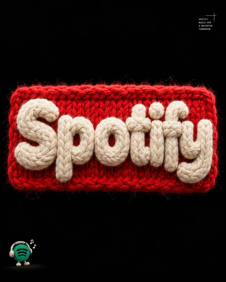 Chunky Wool Yarn Letters Sculpted on a Red Knitted Patch