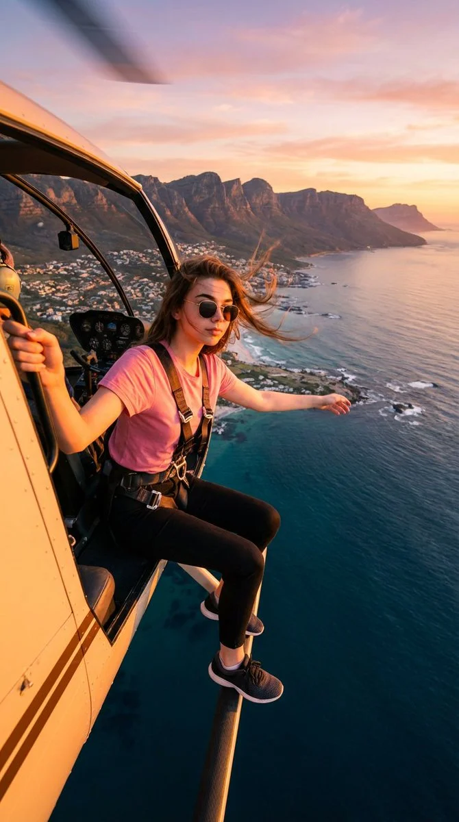 Cinematic Adventure: Sunset Flight Over Coastal Wonders