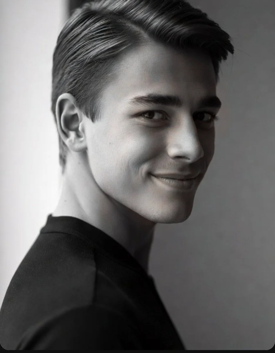 Cinematic black and white portrait of a confident young man