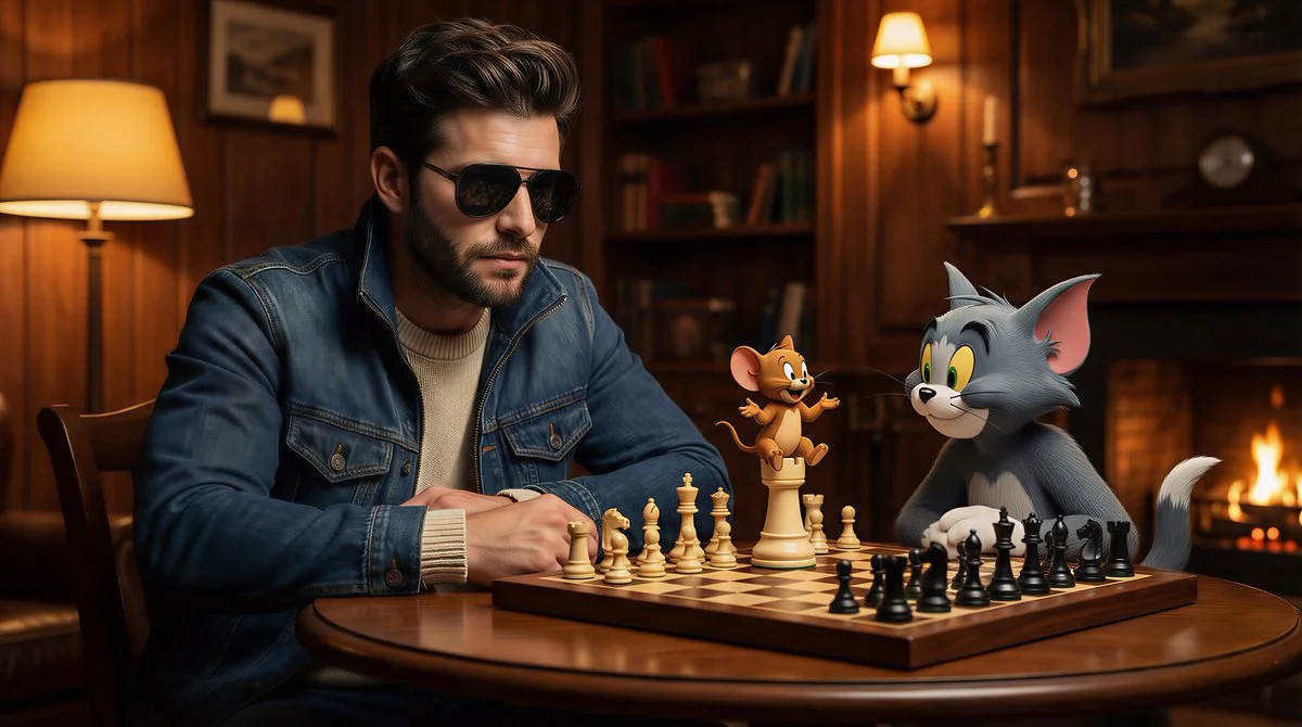 Cinematic Chess Clash in a Cozy Study