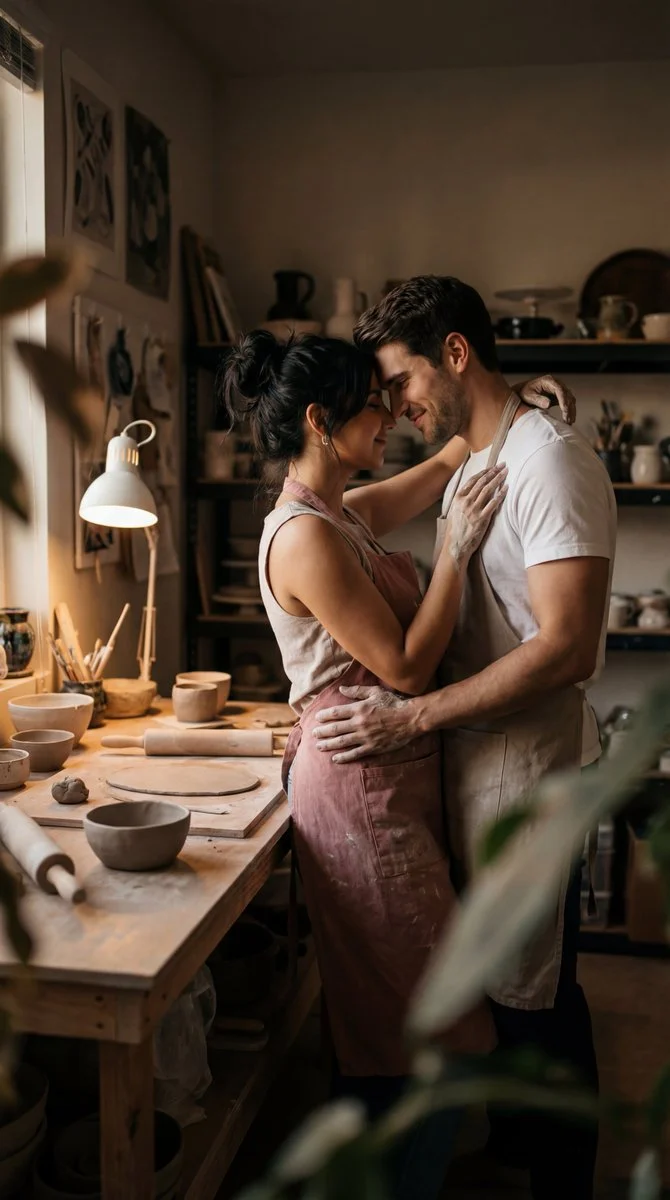 Cinematic Clay Romance in an Artisan Studio
