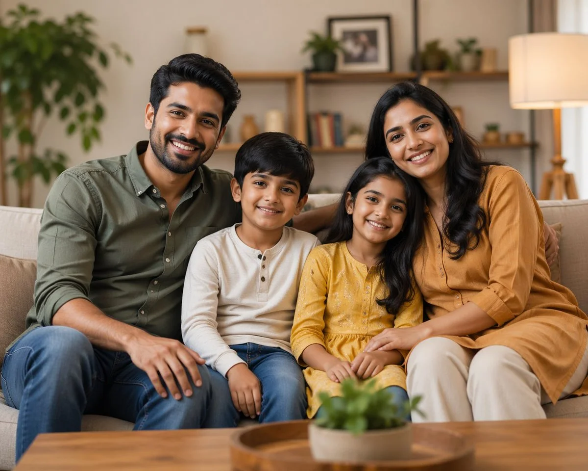 Cinematic Cozy Living Room Family Scene