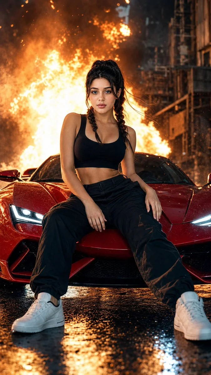 Cinematic Fire and Speed Portrait