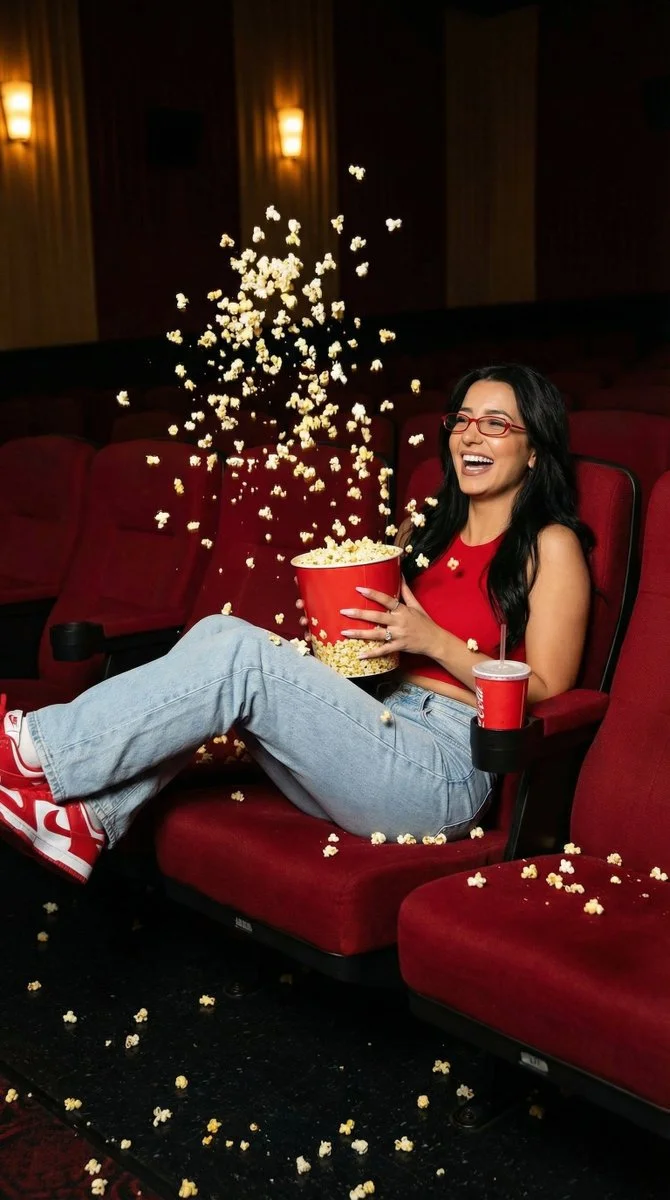 Cinematic Joy: A Sunday Popcorn Portrait