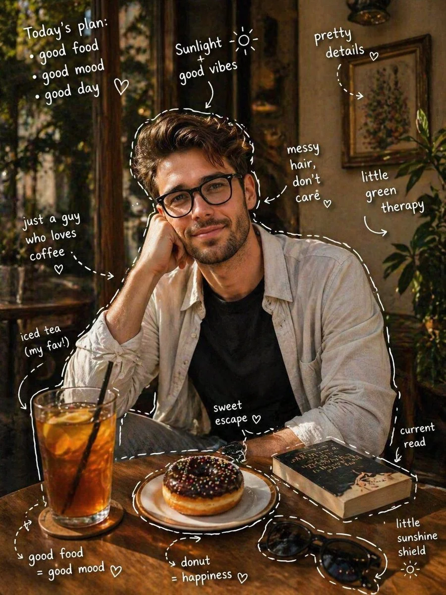 Cinematic Lifestyle Moment with Whimsical Annotations