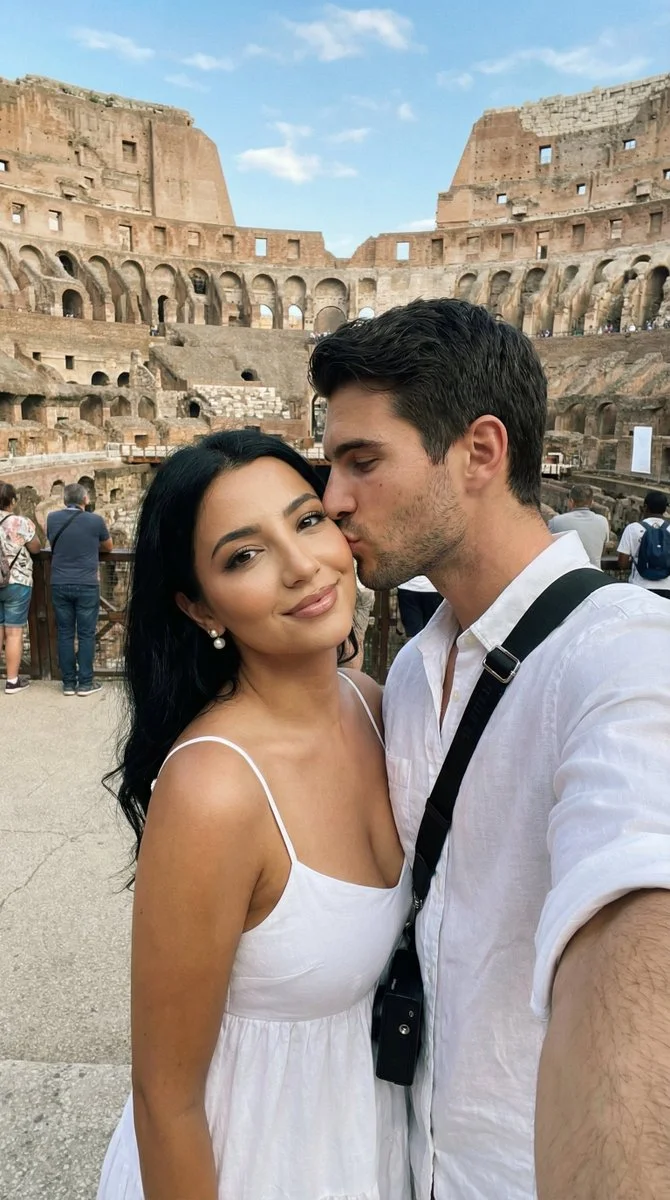 Cinematic Love in Rome's Ancient Embrace