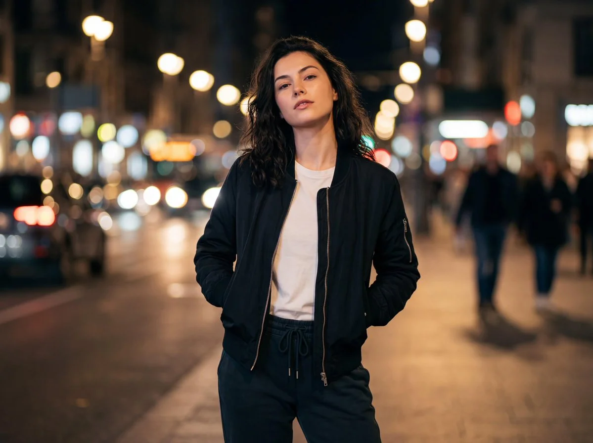 Cinematic Night in the City: Ultra-Realistic Urban Portrait