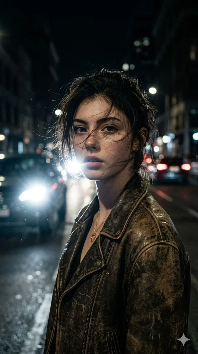 Cinematic Night Portrait with Dynamic Light and Raw Emotion