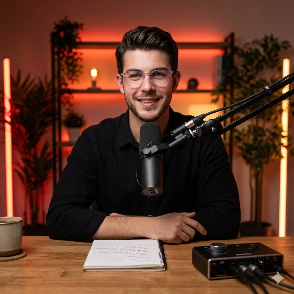 Cinematic Podcast Studio Portrait