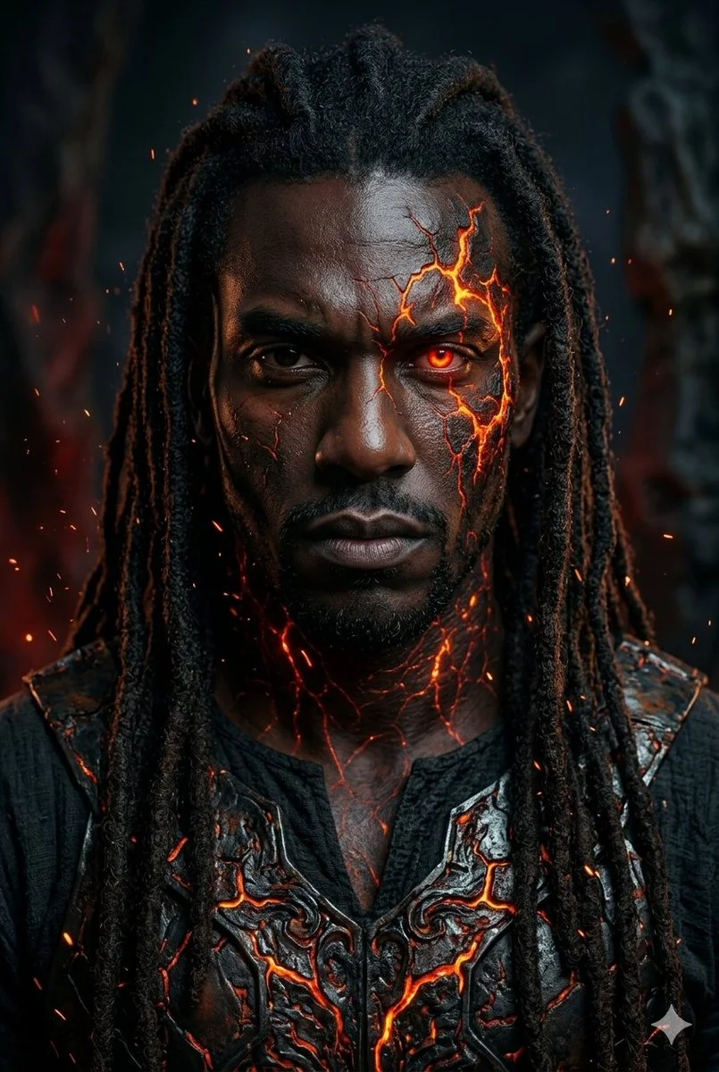 Cinematic Portrait of a Lava-Infused Cyber-Mythic Warrior