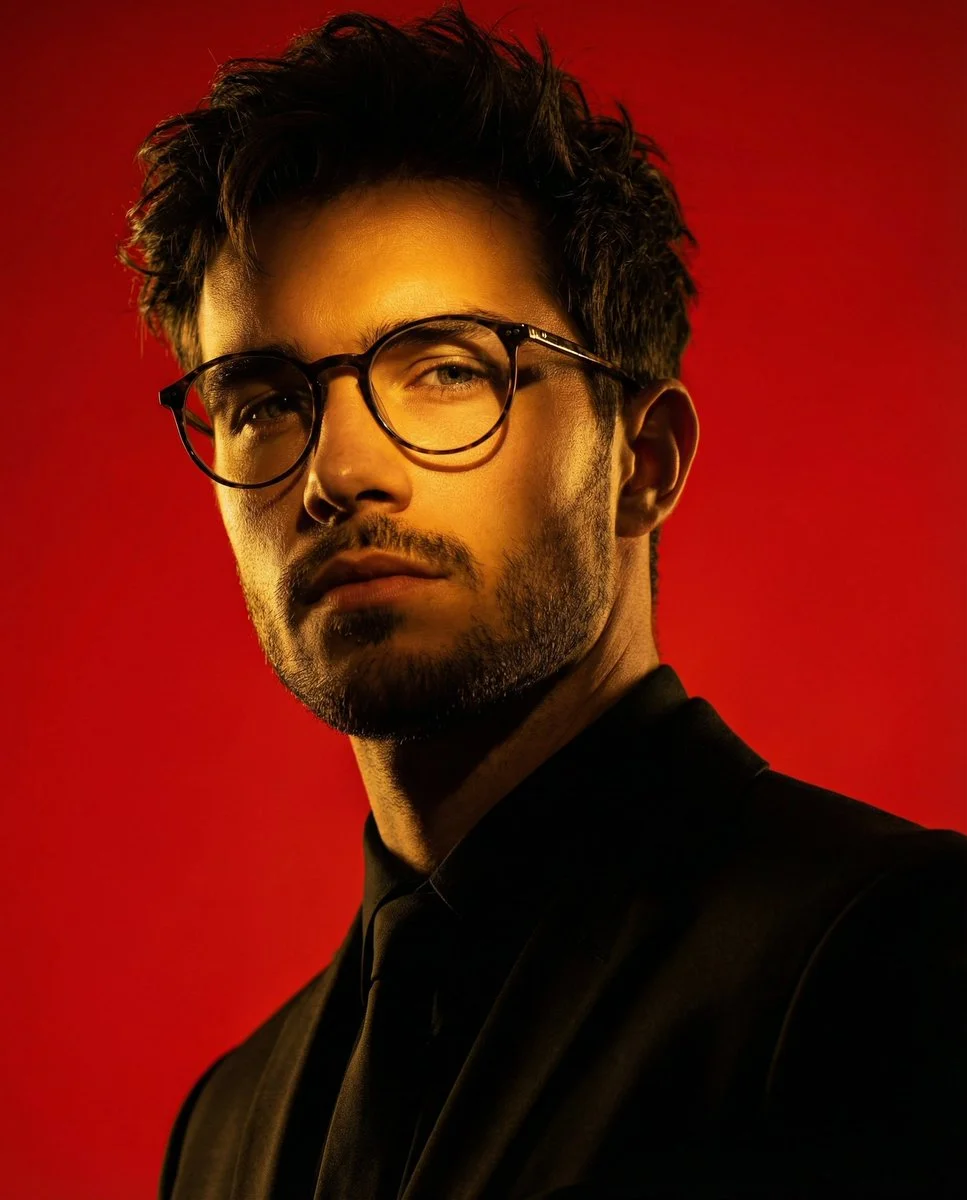 Cinematic Portrait of a Man in Dramatic Red Lighting