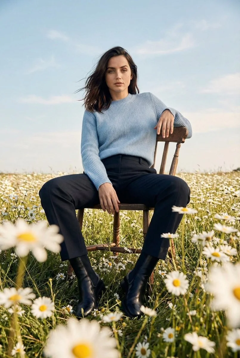 Cinematic Portrait of Calm in a Daisy Meadow