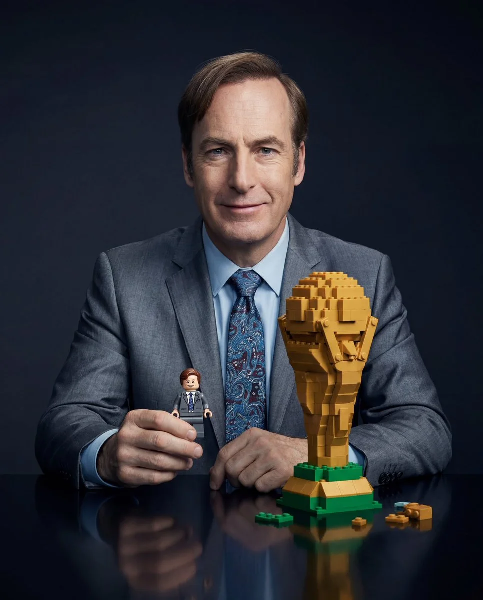 Cinematic Portrait with LEGO World Cup Trophy and Miniature Self
