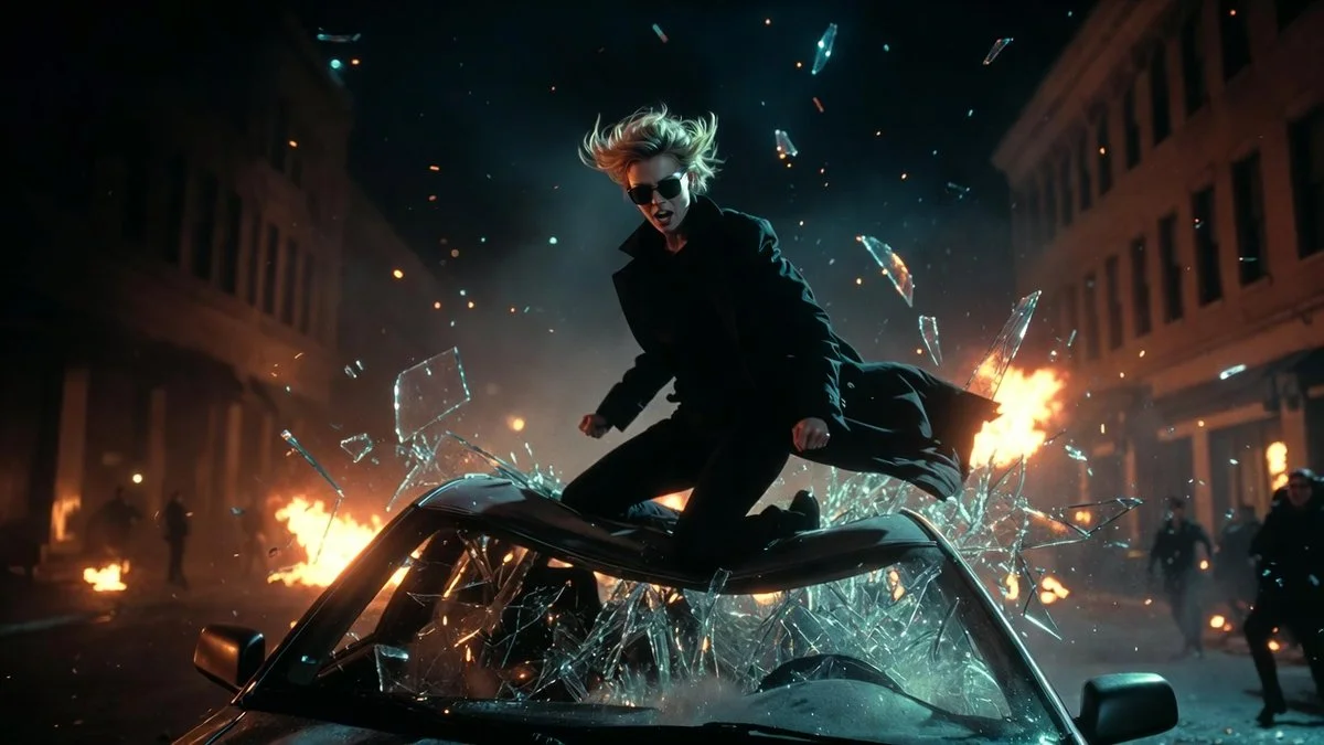 Cinematic Power in a Dark Urban Landscape