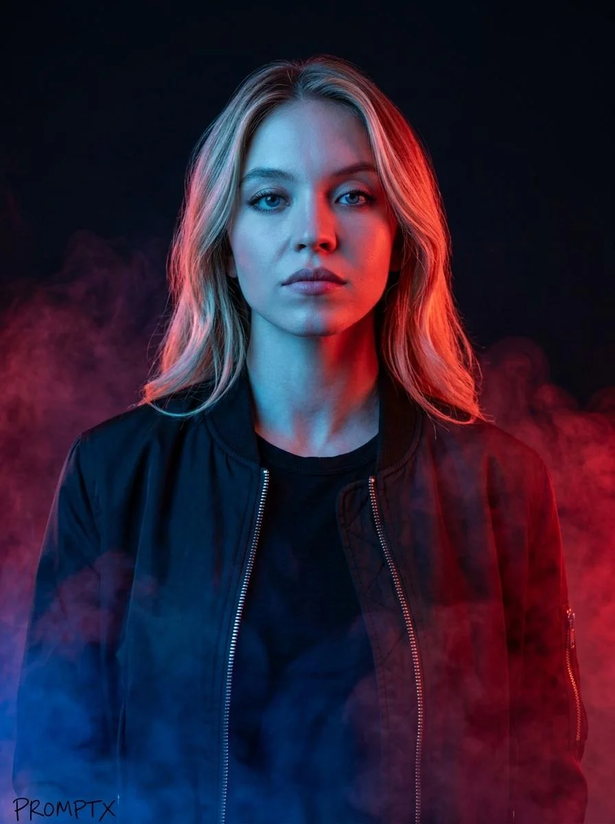 Cinematic Red & Blue Portrait with Smoke