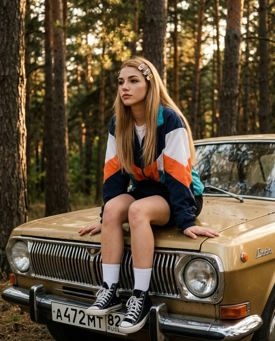 Cinematic Retro Reflection in the Pine Forest