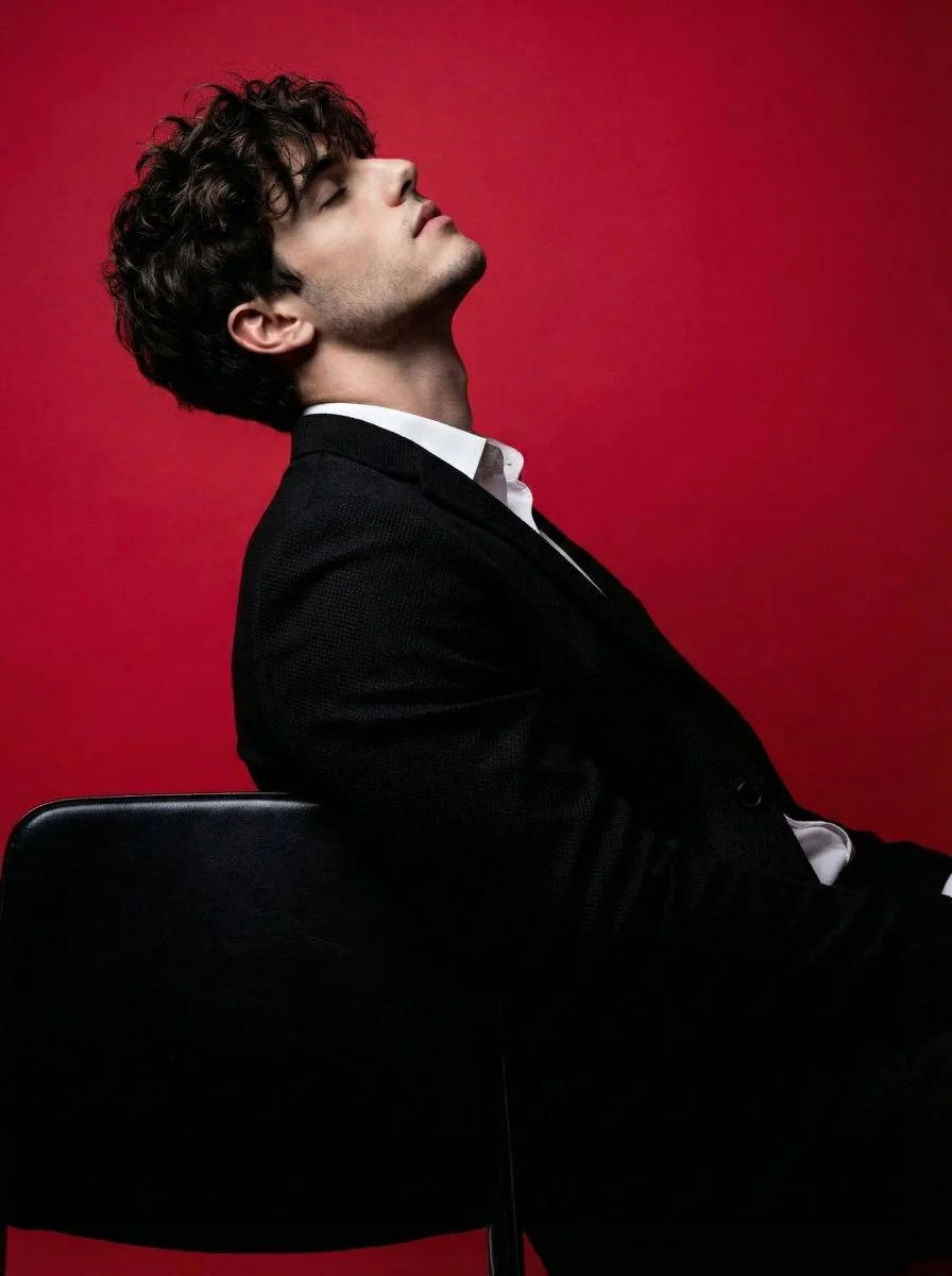 Cinematic Studio Portrait with Crimson Contrast