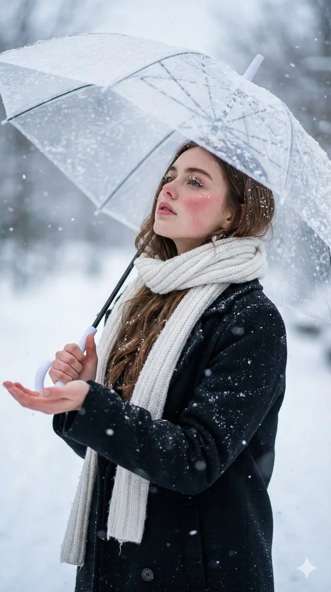 Cinematic Winter Wonder: A Portrait in Snow