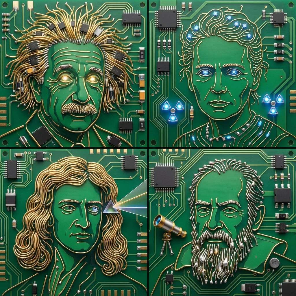 Circuit Board Portraits: Mathematicians in Metallic Detail