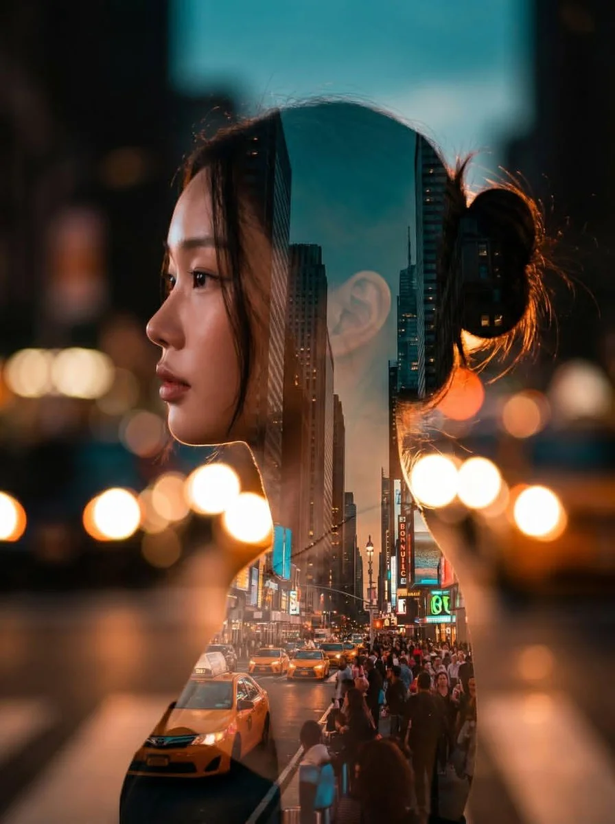 City in Her Hair: A Cinematic Portrait