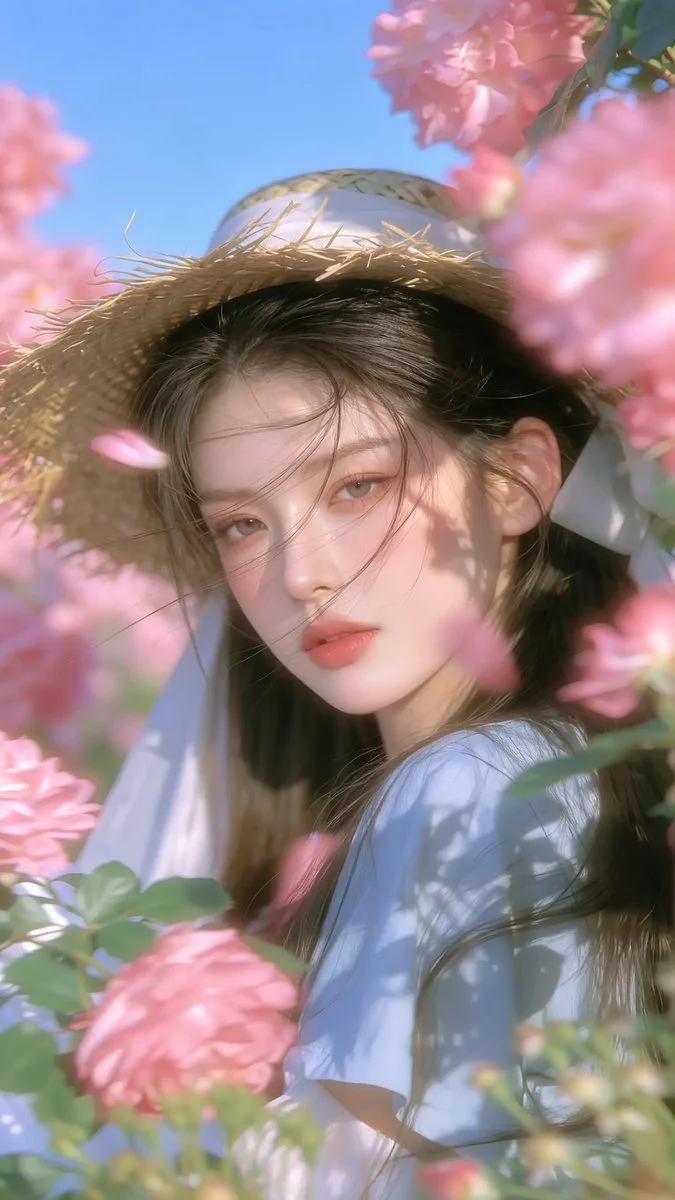 Close-up selfie captures East Asian woman with natural skin glow