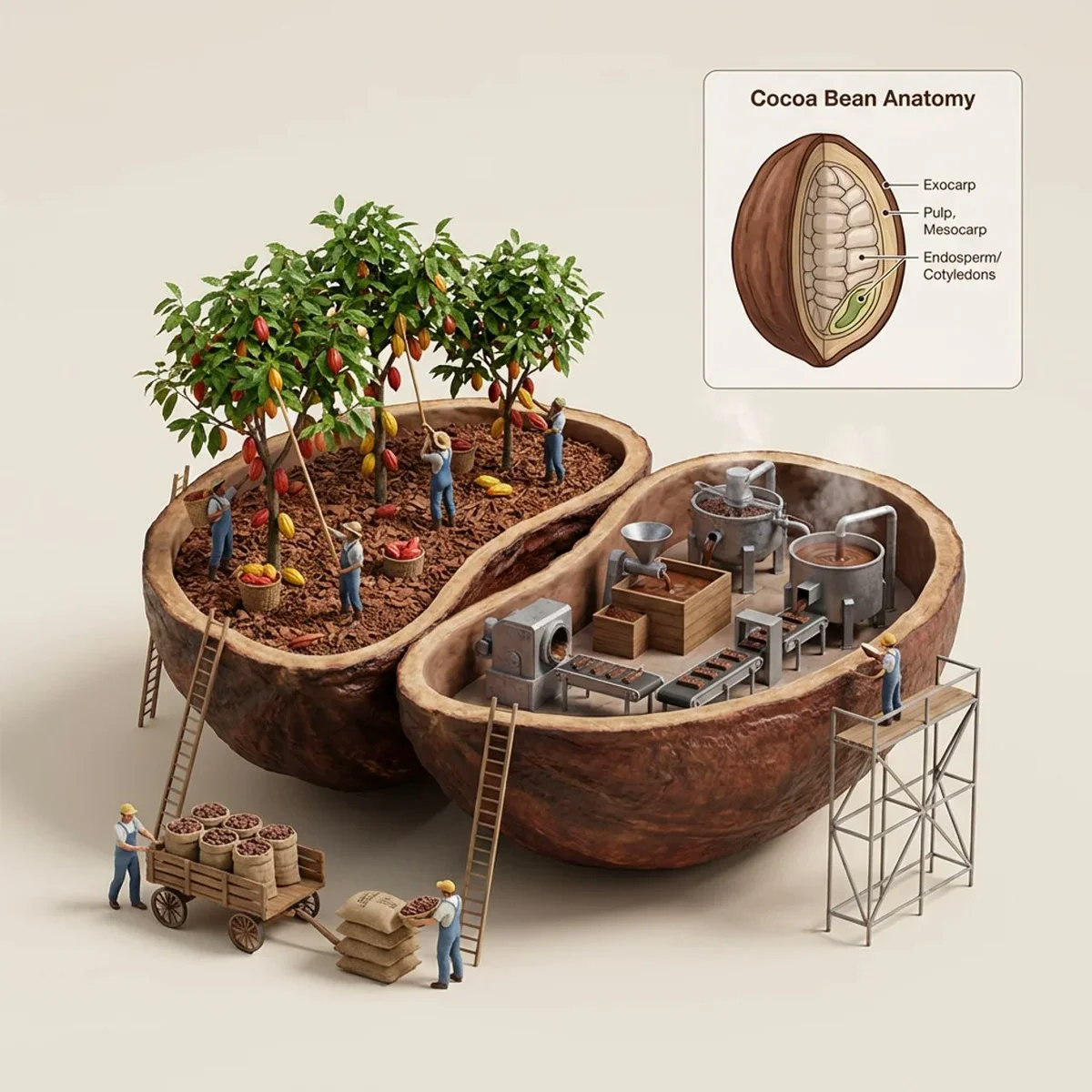 Cocoa Bean Life in Miniature