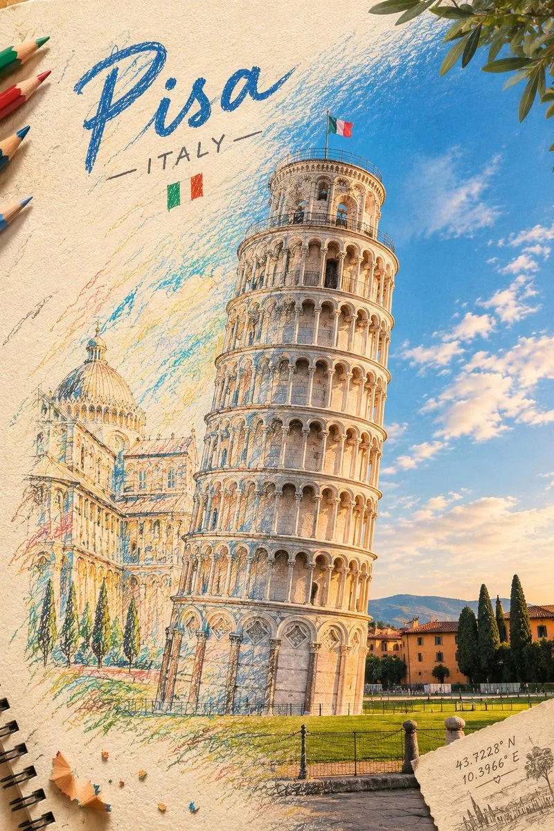 Colored Pencil Sketch of Eiffel Tower Transforms into Real Paris