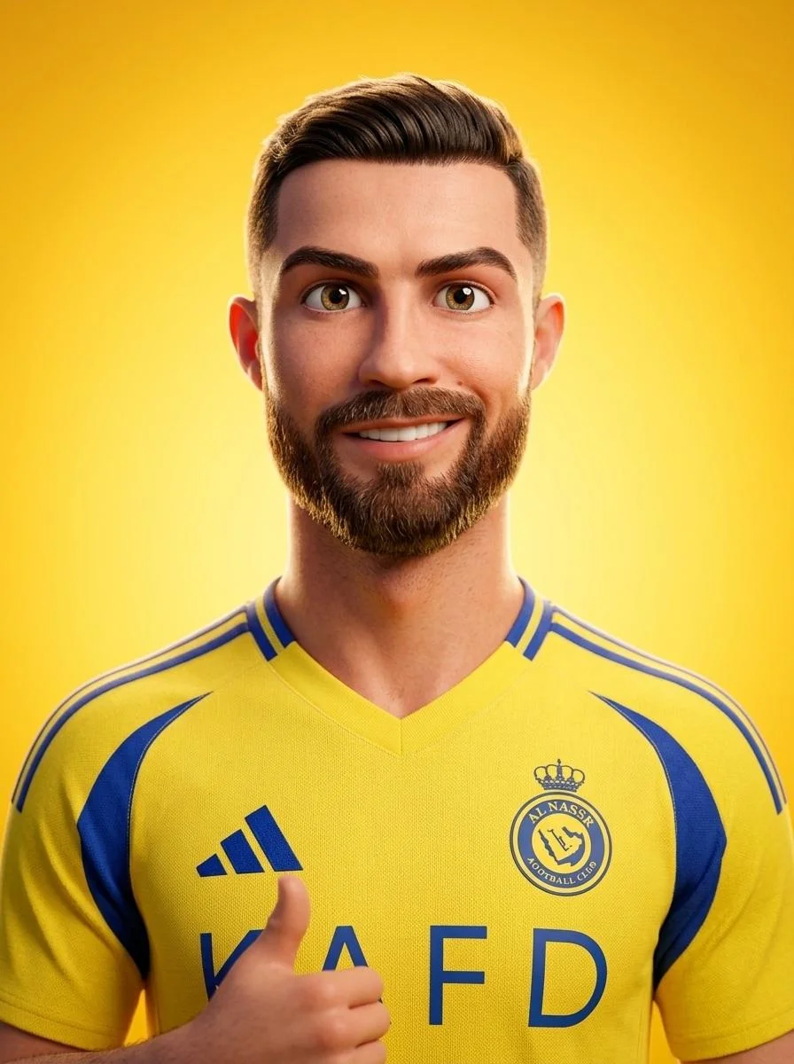 Confident Football Star in Vibrant 3D Portrait