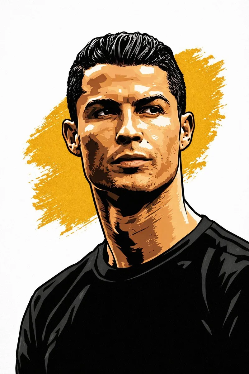 Confident, Intense Expression Captured in Crisp Cell-Shaded Illustration