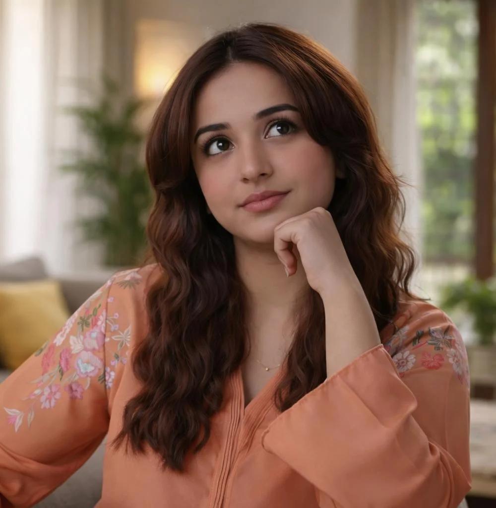 Contemplative Moment Amid Cozy Home Ambiance