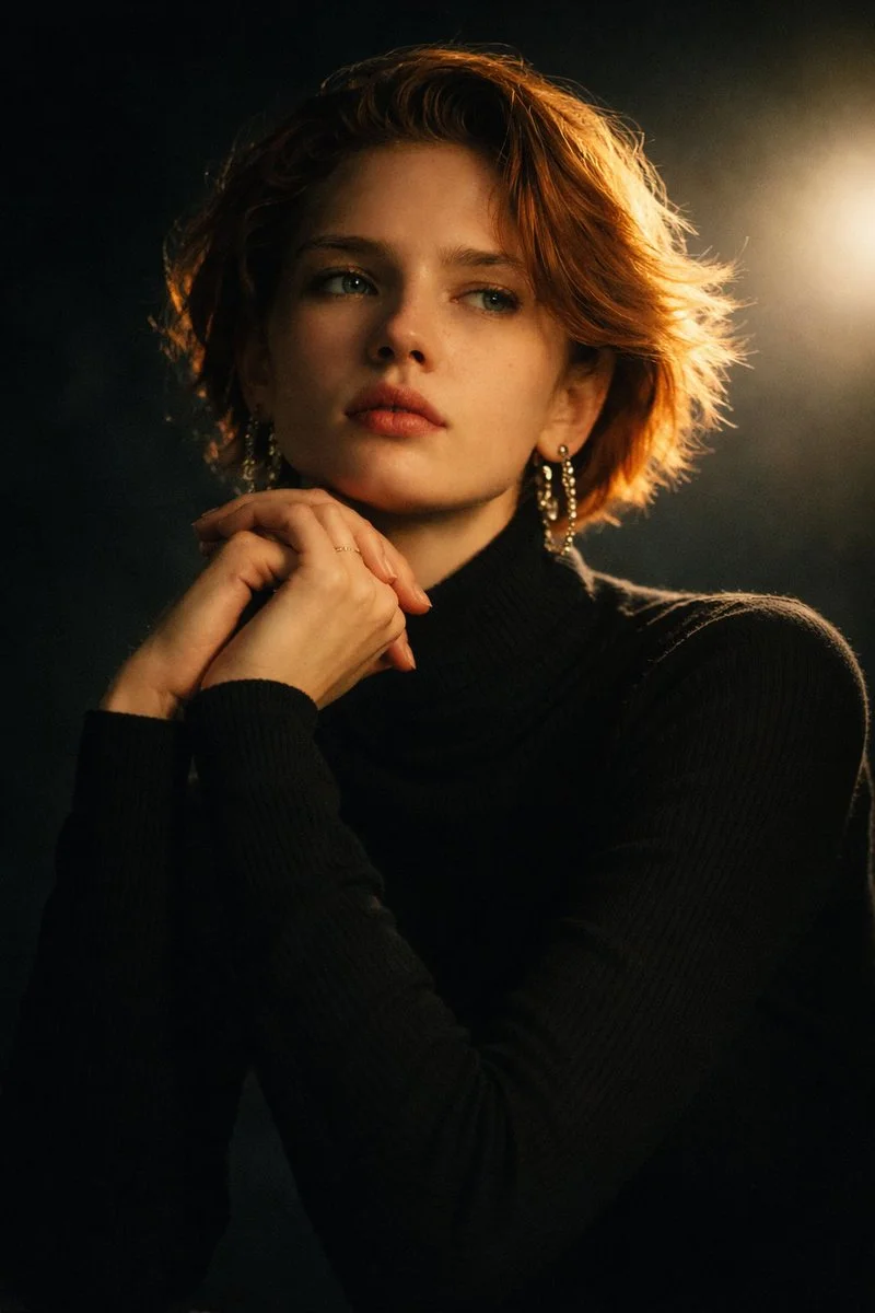 Contemplative Mood Captured in Dramatic Light and Textured Detail