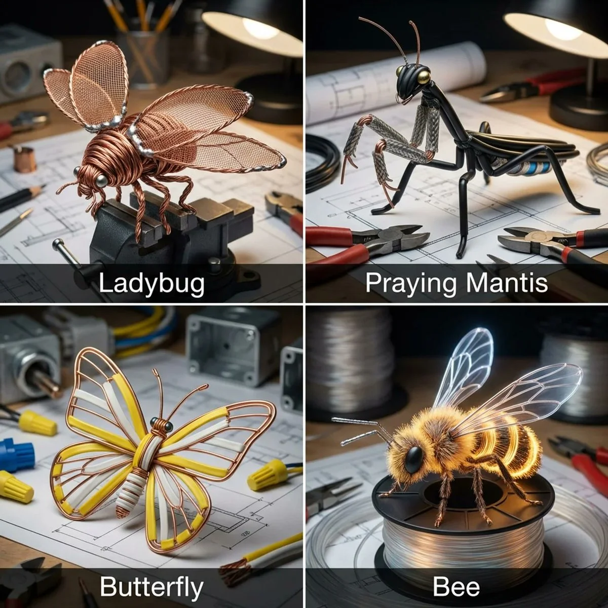 Copper Wire Insects on the Workbench