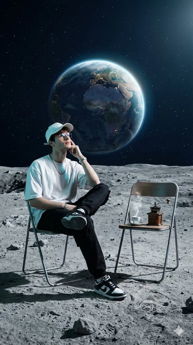 Cosmic Contemplation: A Surreal Fashion Portrait