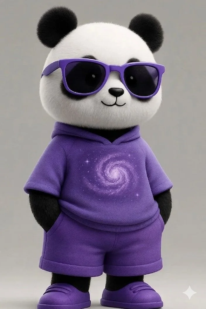 Cosmic Panda in Purple Streetwear