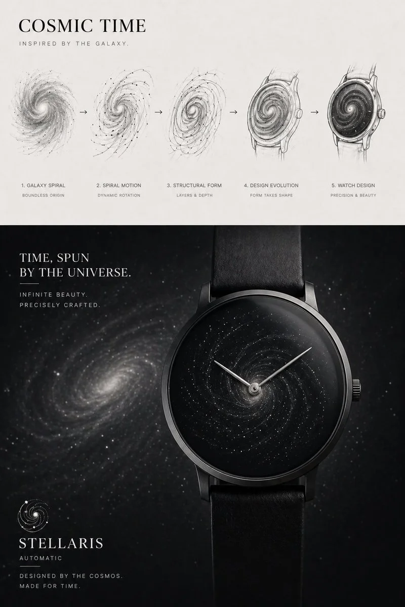 Cosmic Time: Minimalist Watch Evolution Poster