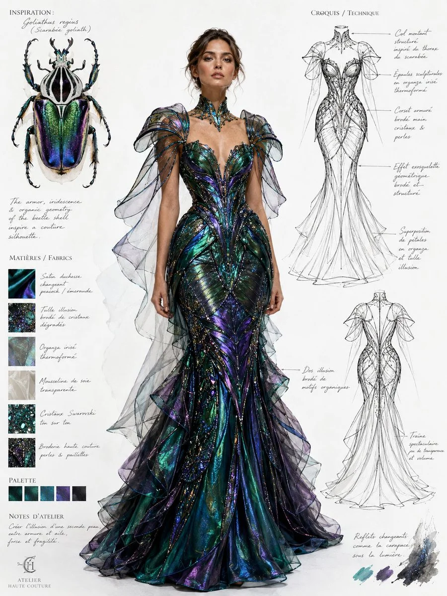 Couture Inspired by Nature: The Jewel Beetle Gown