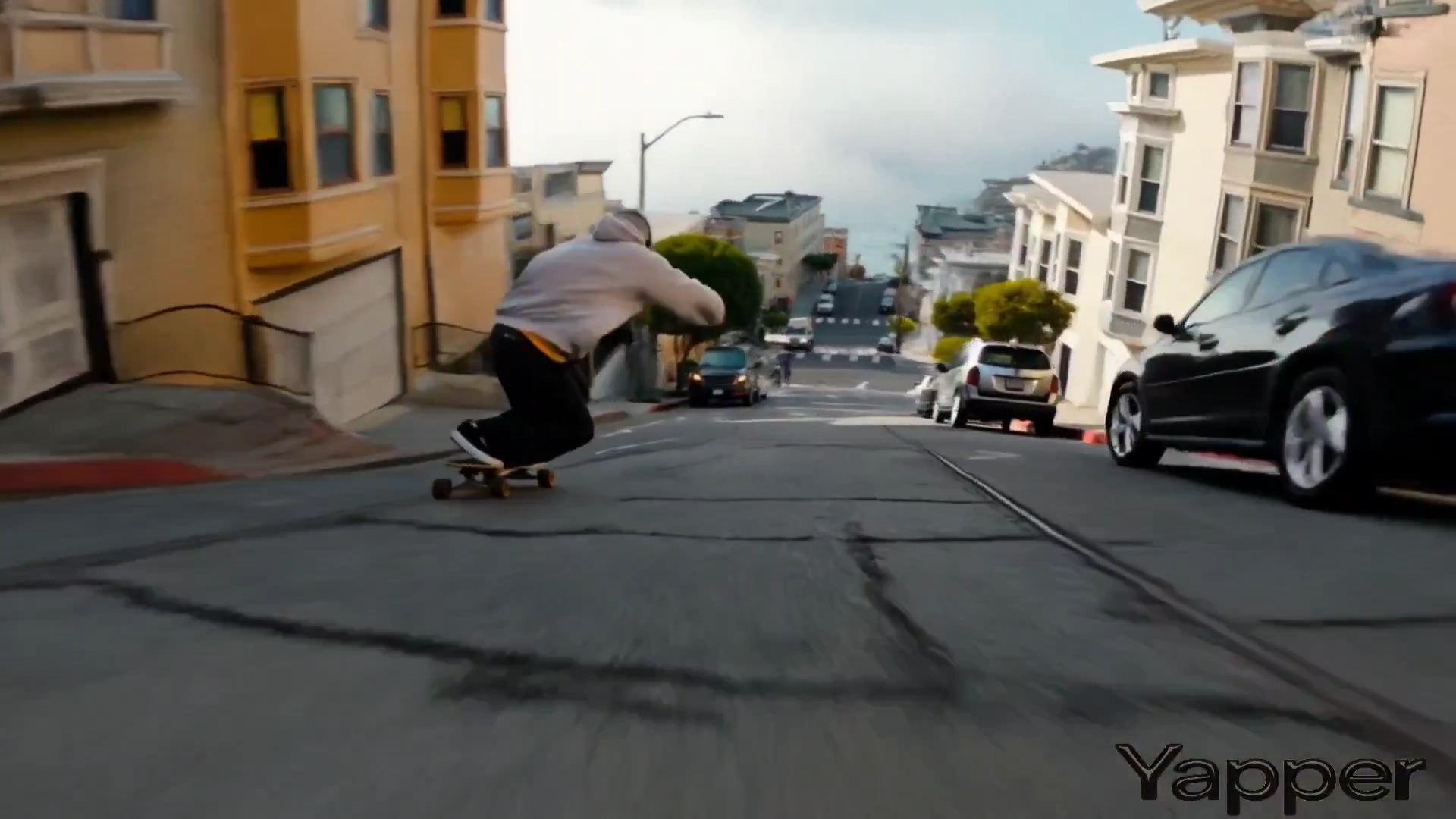 Skater's High-Speed Descent Through San Francisco's Steep Streets