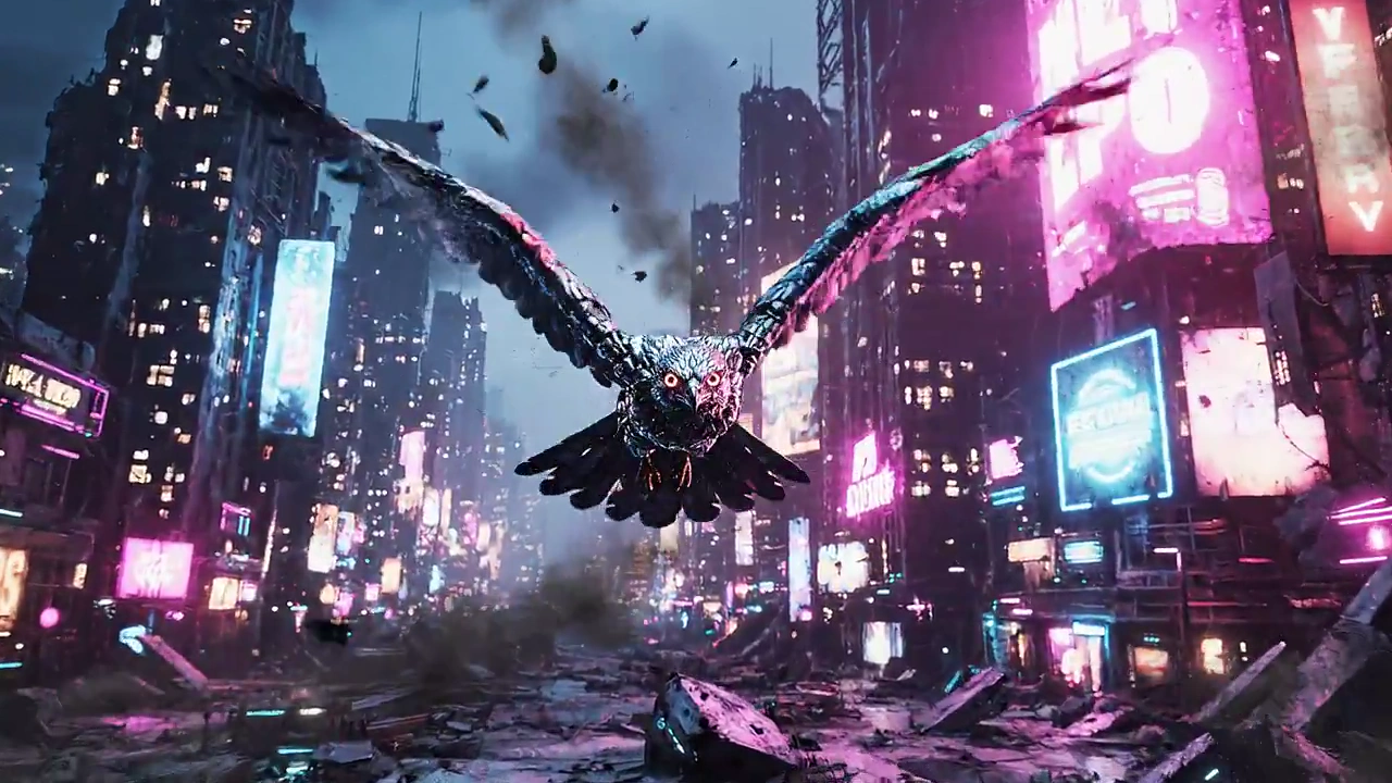 Cyberhawk: Neon Skies and Futuristic Decay