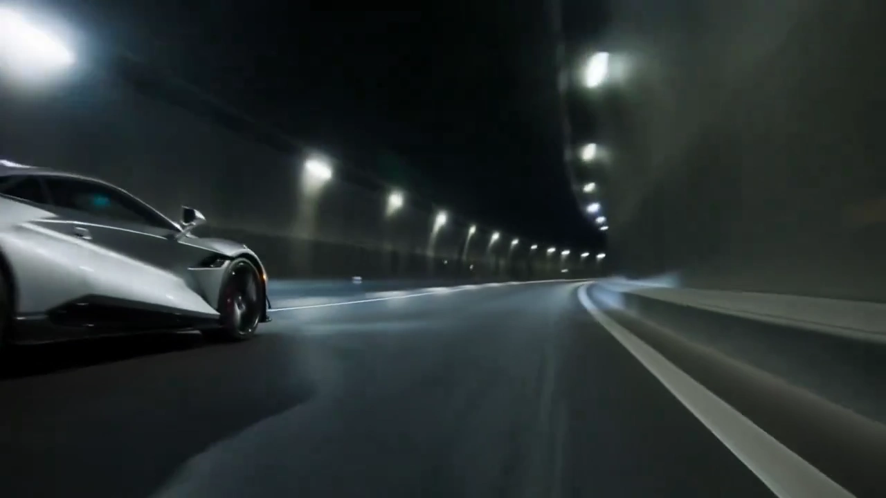 Sparks Fly as a Hypercar Tears Through a Neon Tunnel