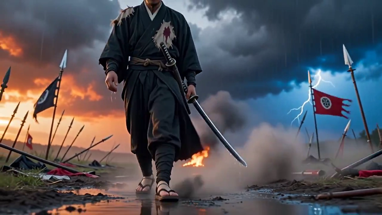 The Last Samurai's Dusk Walk: A Battle-Scarred Journey