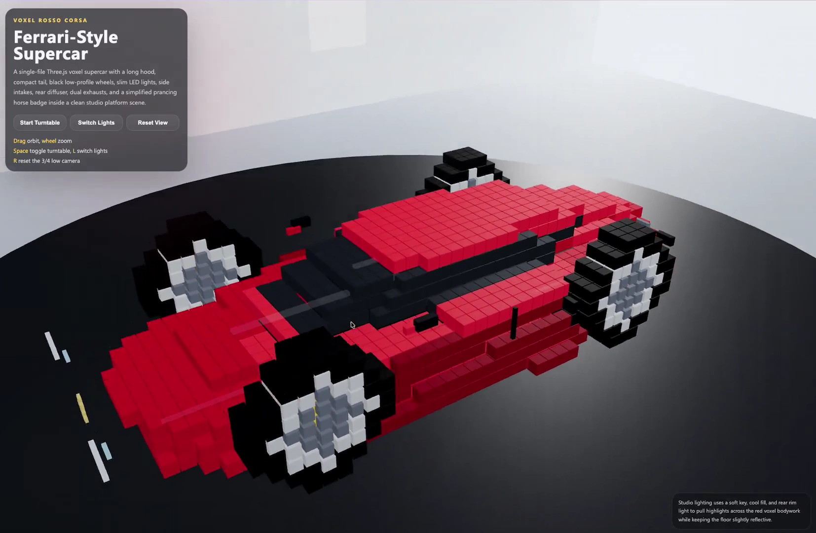 Voxel Ferrari Supercar Render in High Detail