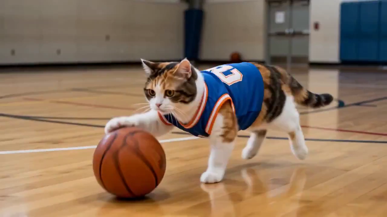 Cat Shoots Impossible Basketball Shot in Hilarious Montage