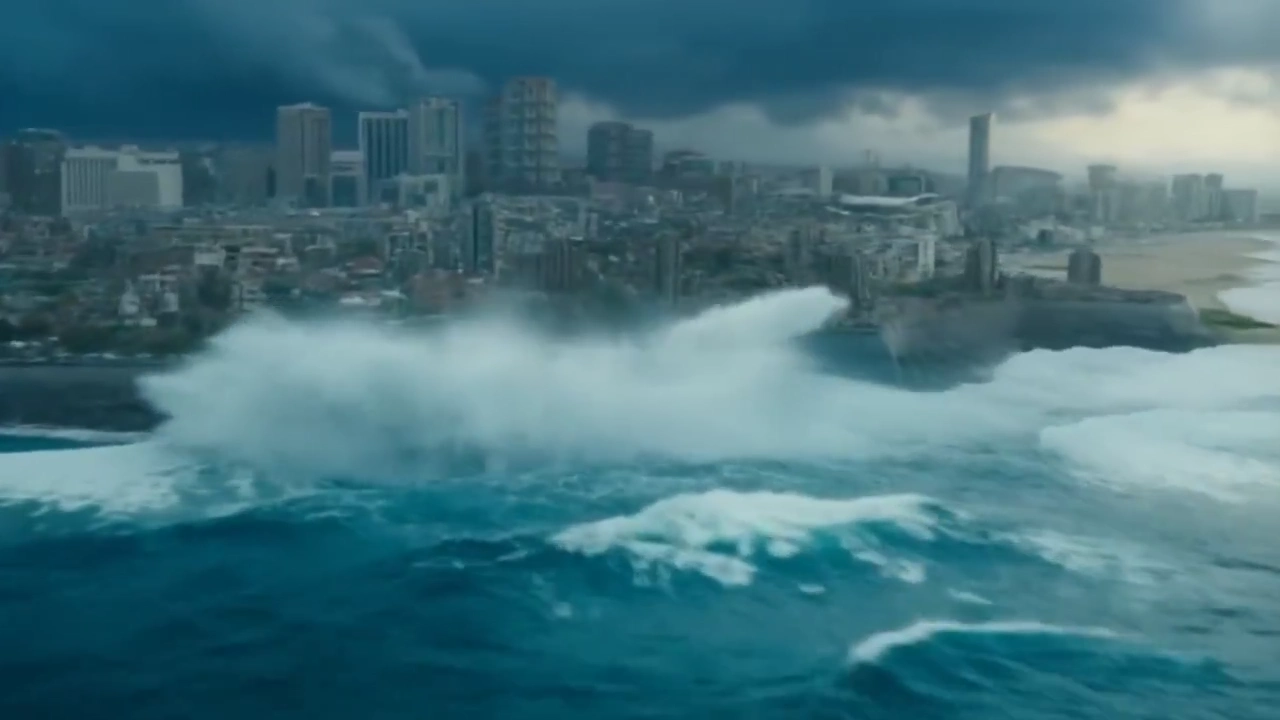 Epic Kaiju Clash in Stormy Metropolis