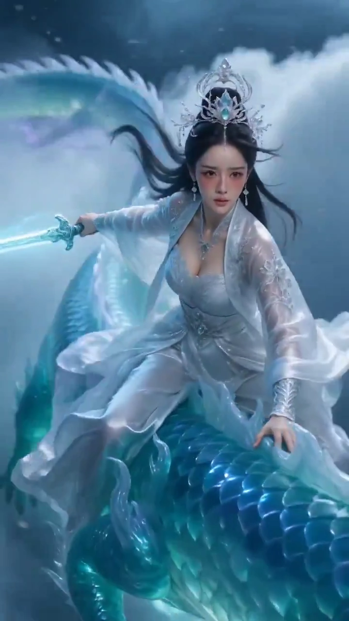 Enchanting Immortal Maiden on an Ancient Dragon