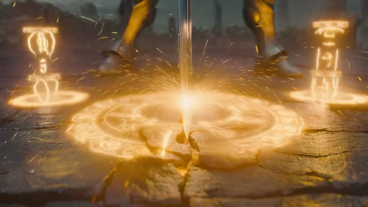 Knight Amidst Chaos: Runes Ignite and Lightning Strikes